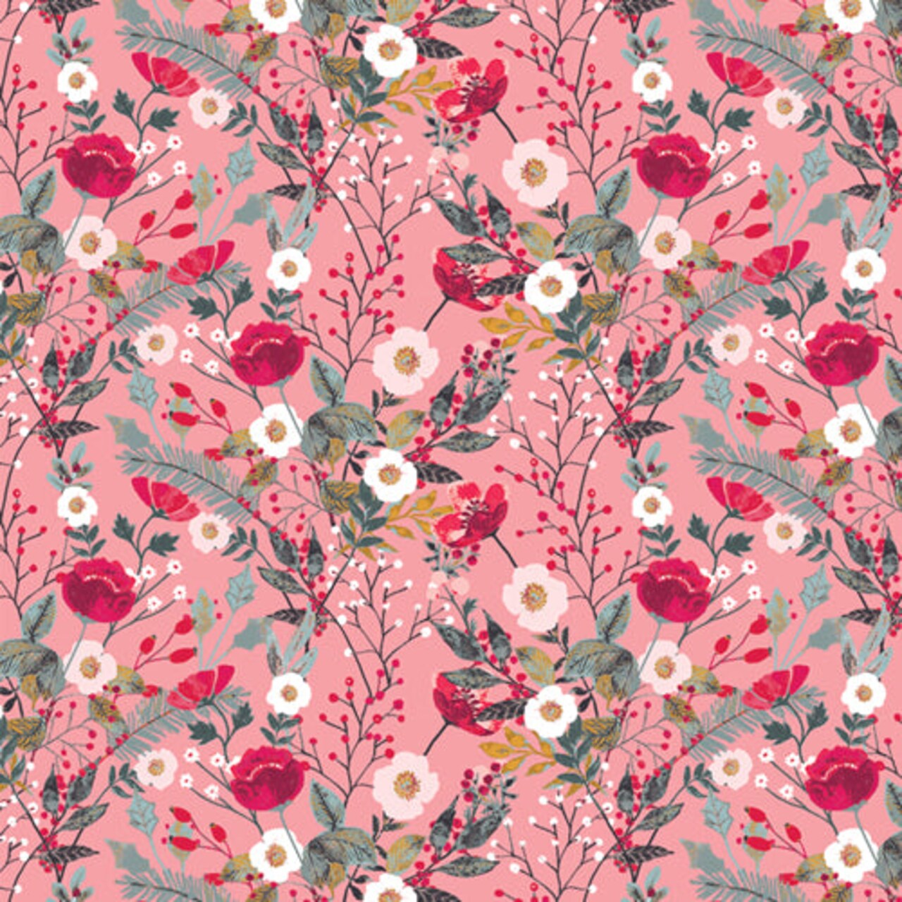 Fabric Art Gallery Merriment Flora Adventale by the Quarter Yard ADV25906